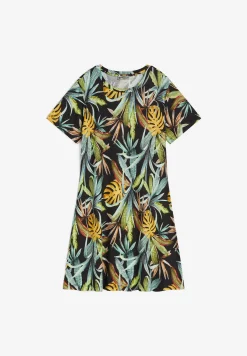 Freddy Abito skater in jersey modal stampa tropical all over-Donna Abiti