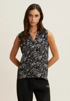 Freddy Blusa animalier in viscosa con scollo a V-Donna Top E Canotte