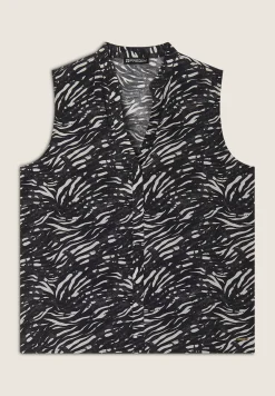 Freddy Blusa animalier in viscosa con scollo a V-Donna Top E Canotte