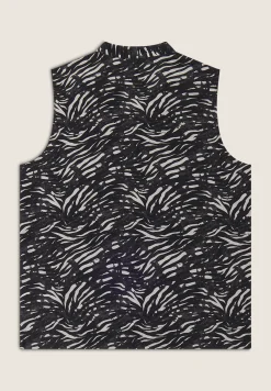 Freddy Blusa animalier in viscosa con scollo a V-Donna Top E Canotte