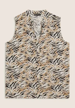 Freddy Blusa animalier in viscosa con scollo a V-Donna Top E Canotte
