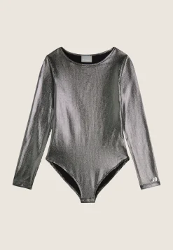 Freddy Body Bambina in jersey coated effetto argento- Body