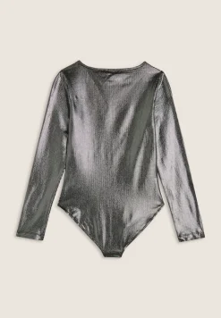 Freddy Body Bambina in jersey coated effetto argento- Body