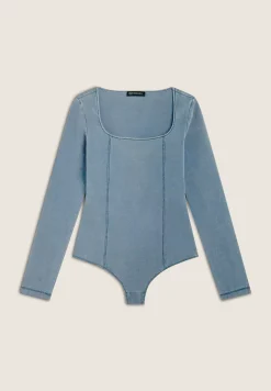 Freddy Body scollo quadrato in jersey effetto denim-Donna Body