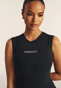 Freddy Body senza maniche in jersey stretch con logo strass-Donna Body