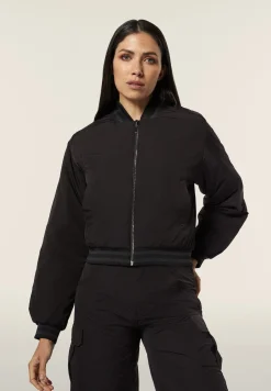 Freddy Bomber in nylon navetta con zip e dettagli in costina rigata-Donna Felpe