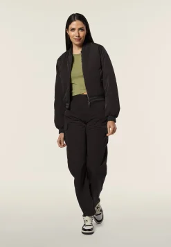 Freddy Bomber in nylon navetta con zip e dettagli in costina rigata-Donna Felpe