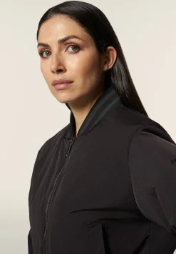 Freddy Bomber in nylon navetta con zip e dettagli in costina rigata-Donna Felpe