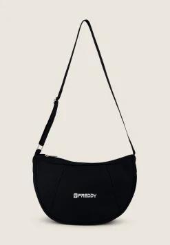 Freddy Borsa da spalla a mezzaluna in canvas con zip-Donna Borse E Zaini