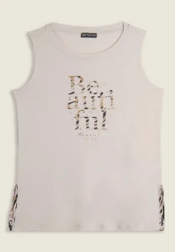 Freddy Canotta con fondo svasato e grafica con borchie-Donna Top E Canotte