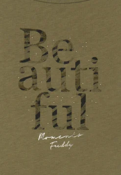 Freddy Canotta con fondo svasato e grafica con borchie-Donna Top E Canotte
