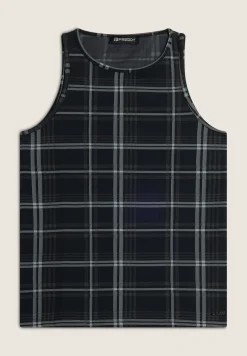 Freddy Canotta da donna in tessuto tartan elasticizzato-Donna Top E Canotte