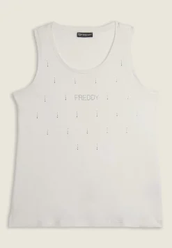 Freddy Canotta decorata da Strass in jersey modal-Donna Top E Canotte