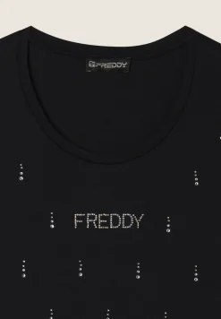 Freddy Canotta decorata da Strass in jersey modal-Donna Top E Canotte