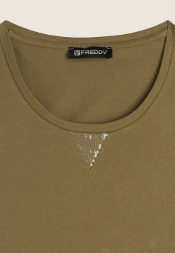 Freddy Canotta regular fit in jersey con inserto paillettes-Donna Top E Canotte