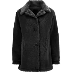 Freddy Cappotto monopetto con bottoni in pelliccia sintetica-Donna Giacche