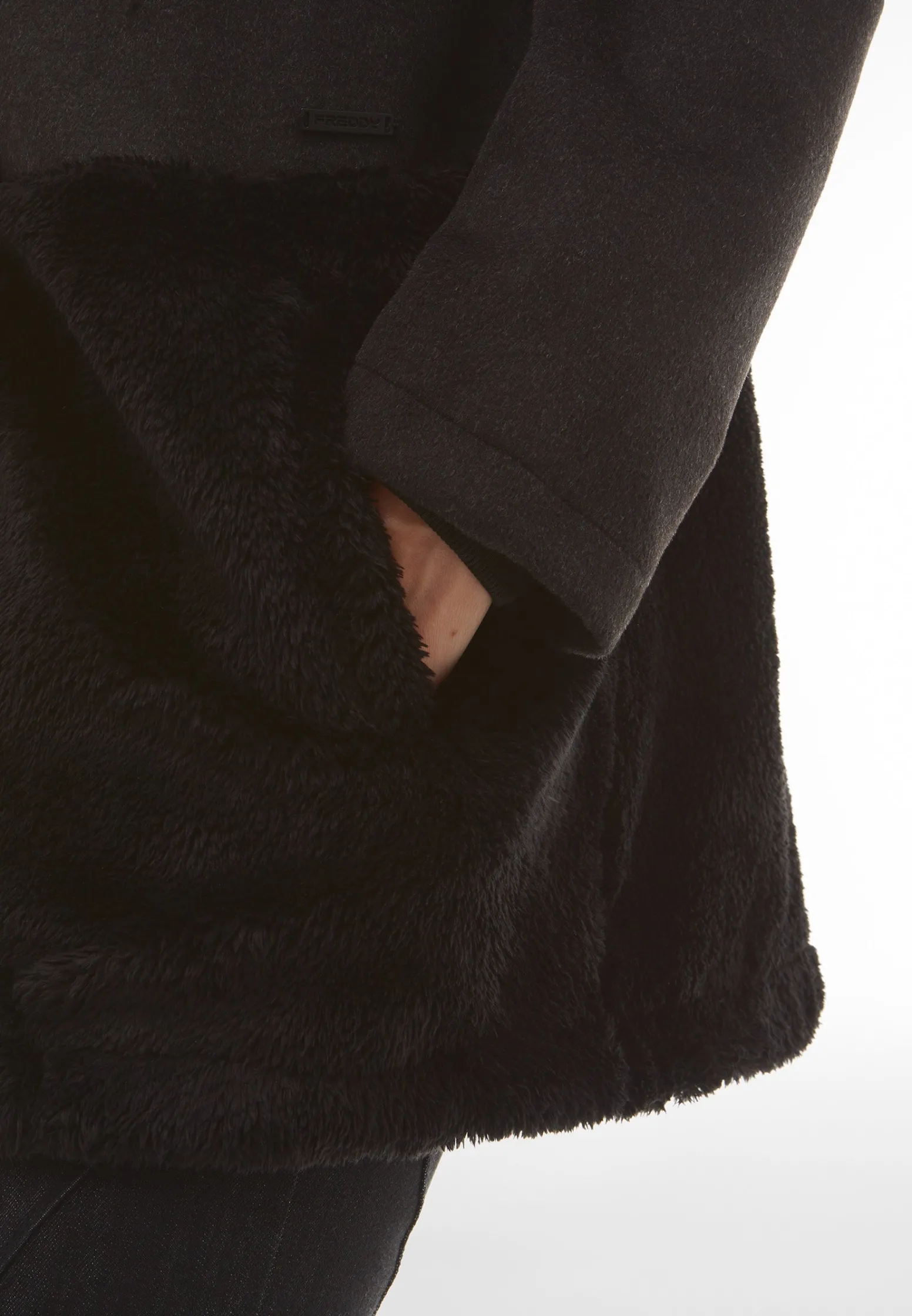 Freddy Cappotto monopetto con inserto sul fondo in pelliccia teddy-Donna Giacche