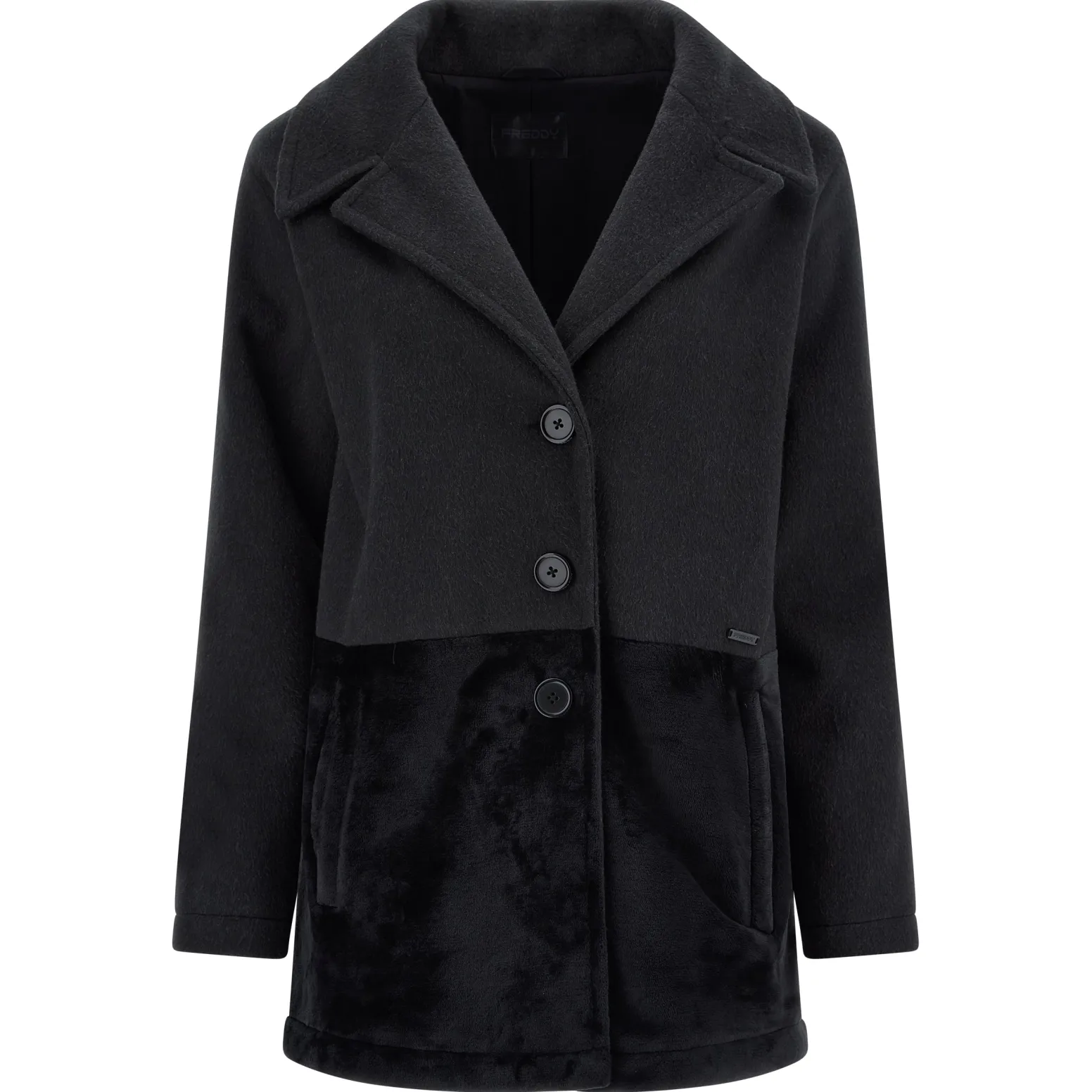 Freddy Cappotto monopetto con inserto sul fondo in pelliccia teddy-Donna Giacche
