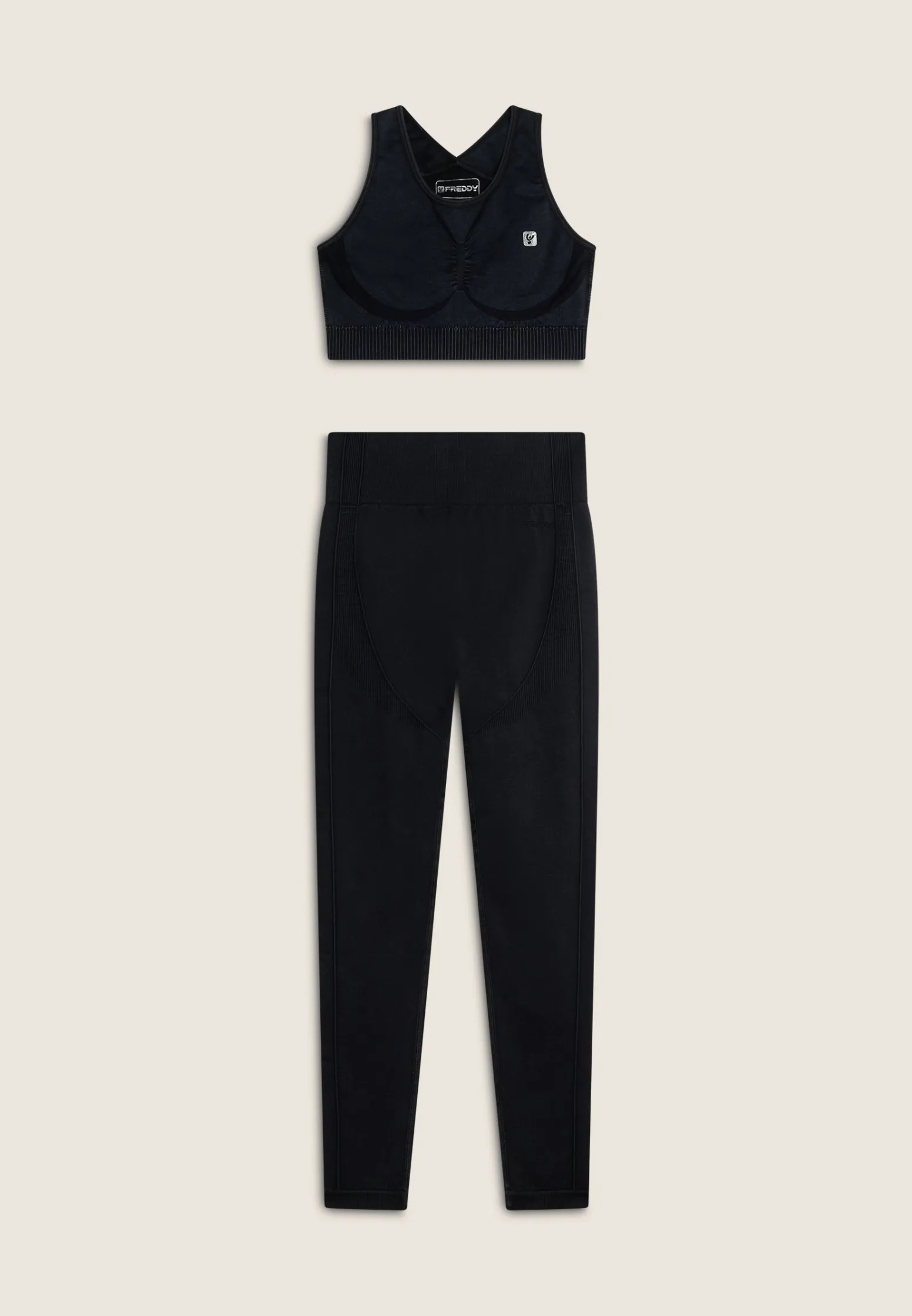 Freddy Completo top e leggings vita alta seamless ice wash-Donna Padel|Pilates