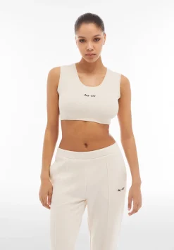 Freddy Crop top in cotone a costine con logo ricamato-Donna Padel|Top E Canotte