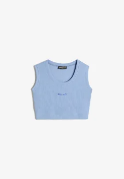 Freddy Crop top in cotone a costine con logo ricamato-Donna Padel|Top E Canotte