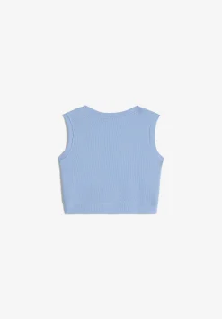 Freddy Crop top in cotone a costine con logo ricamato-Donna Padel|Top E Canotte