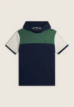Freddy Felpa a Maniche Corte con Cappuccio design colour block-Uomo Felpe