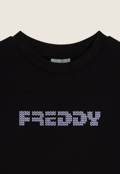 Freddy Felpa Bambina girocollo con logo effetto tricot- Felpe