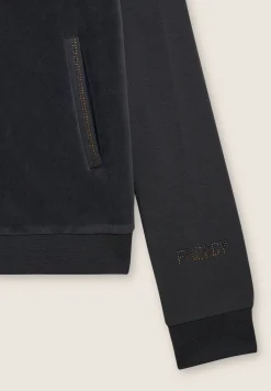 Freddy Felpa collo alto da donna in velluto con zip e logo strass-Donna Ginnastica|Felpe