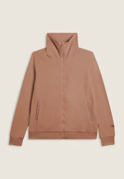 Freddy Felpa collo alto da donna in velluto con zip e logo strass-Donna Ginnastica|Felpe