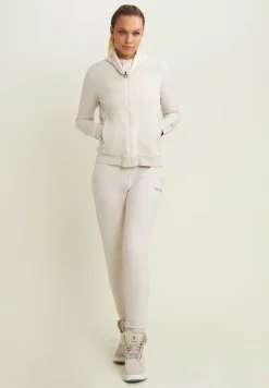 Freddy Felpa collo alto da donna in velluto con zip e logo strass-Donna Ginnastica|Felpe