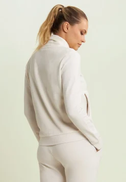 Freddy Felpa collo alto da donna in velluto con zip e logo strass-Donna Ginnastica|Felpe