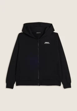 Freddy Felpa comfort fit nera con zip e cappuccio in french terry-Donna Felpe