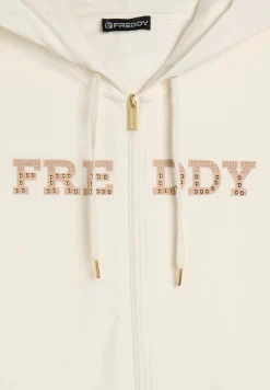 Freddy Felpa comfort grafica dorata con zip e cappuccio-Donna Padel|Pilates