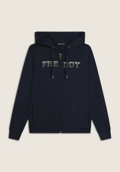 Freddy Felpa comfort grafica dorata con zip e cappuccio-Donna Padel|Pilates