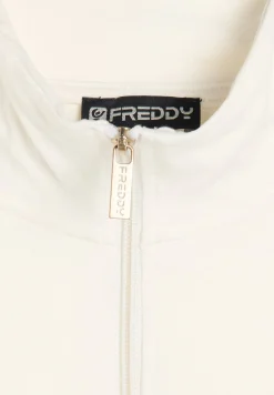 Freddy Felpa comfort in jersey con zip e collo alto-Donna Padel|Pilates