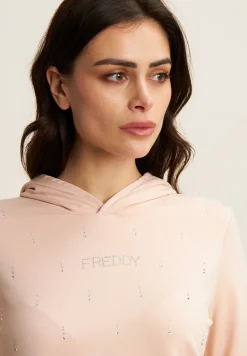 Freddy Felpa con Cappuccio decorata da Strass-Donna Felpe
