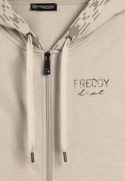 Freddy Felpa con cappuccio foderato fantasia e zip frontale-Donna Ginnastica|Felpe