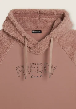 Freddy Felpa con cappuccio incrociato e maniche in sherpa-Donna Ginnastica|Felpe