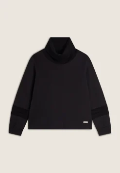 Freddy Felpa con collo alto a coste e inserti tricot a trecce-Donna Felpe