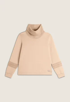 Freddy Felpa con collo alto a coste e inserti tricot a trecce-Donna Felpe