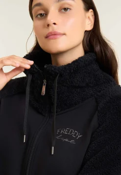 Freddy Felpa con zip e collo alto, maniche e collo in pile sherpa-Donna Ginnastica|Felpe