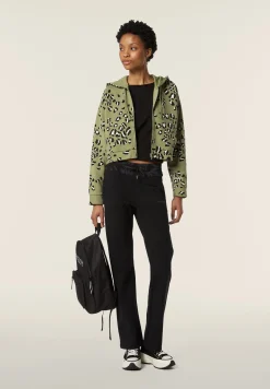 Freddy Felpa corta comfort fit da donna con zip e fantasia maculata-Donna Felpe