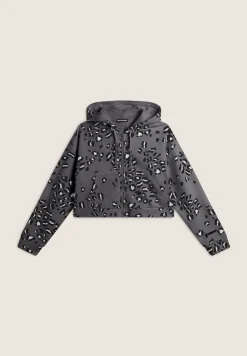 Freddy Felpa corta comfort fit da donna con zip e fantasia maculata-Donna Felpe