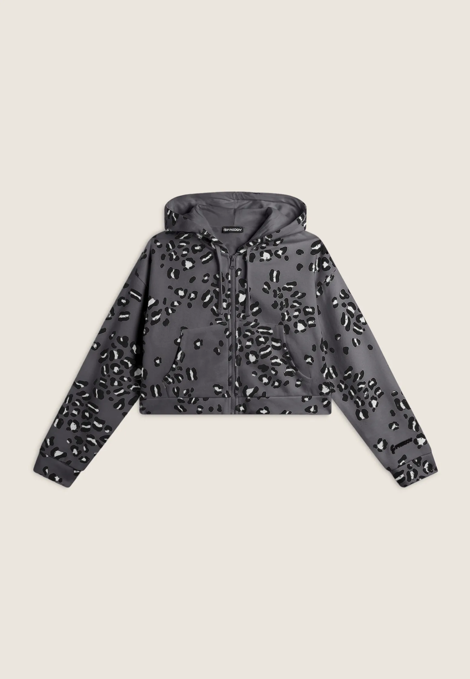 Freddy Felpa corta comfort fit da donna con zip e fantasia maculata-Donna Felpe