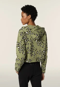 Freddy Felpa corta comfort fit da donna con zip e fantasia maculata-Donna Felpe