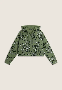 Freddy Felpa corta comfort fit da donna con zip e fantasia maculata-Donna Felpe