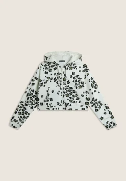 Freddy Felpa corta comfort fit da donna con zip e fantasia maculata-Donna Felpe