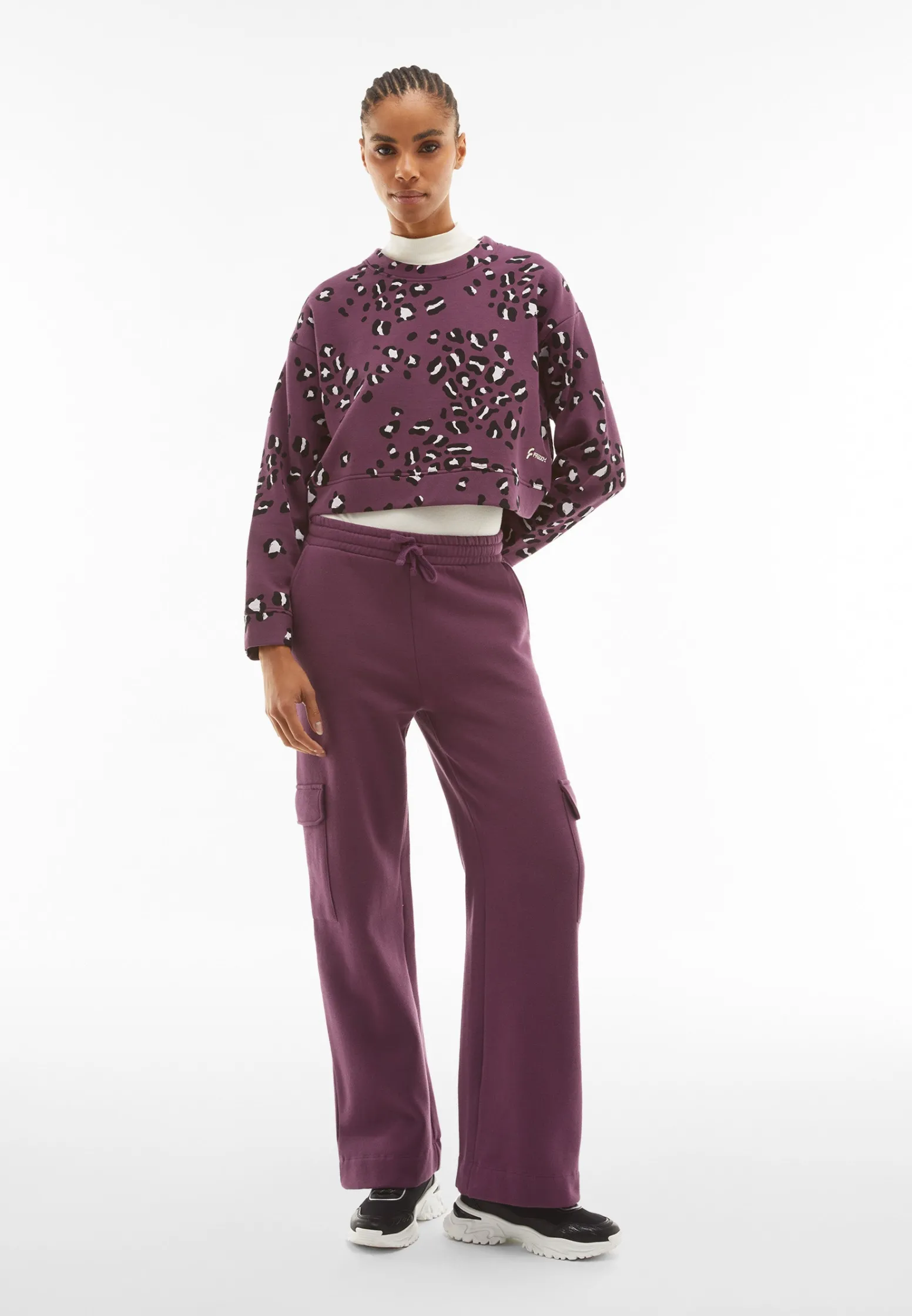 Freddy Felpa corta comfort fit girocollo con fantasia maculata-Donna Felpe