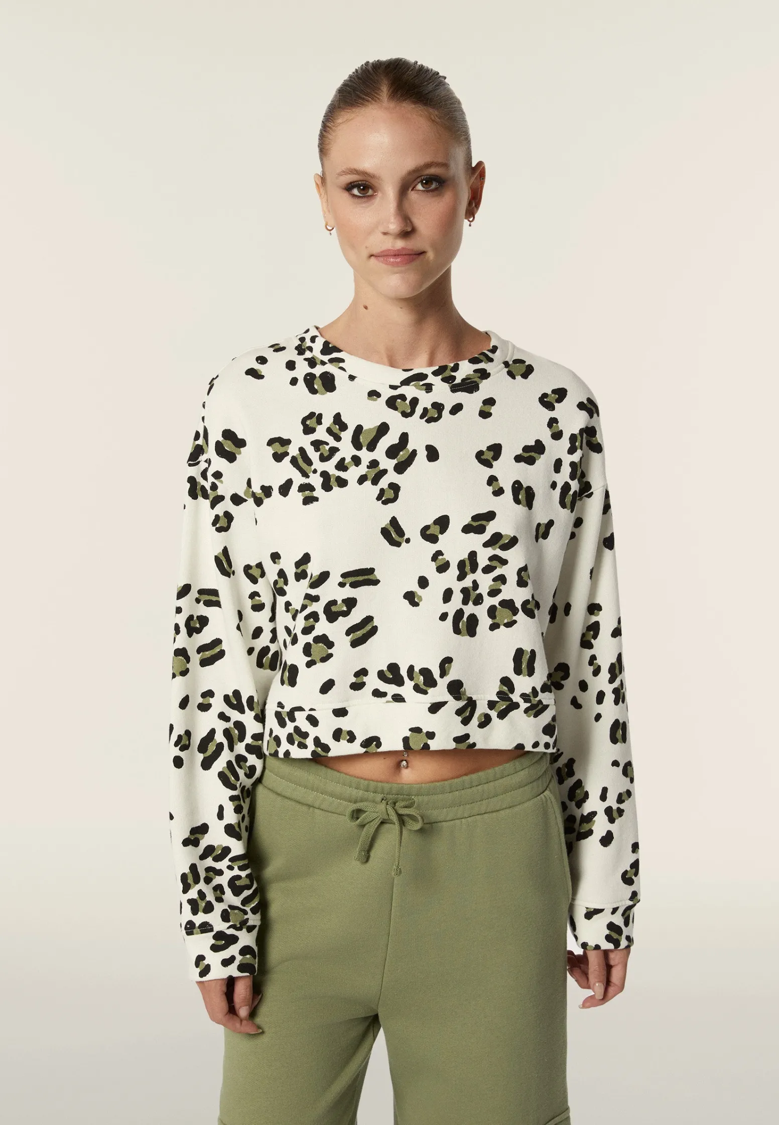 Freddy Felpa corta comfort fit girocollo con fantasia maculata-Donna Felpe
